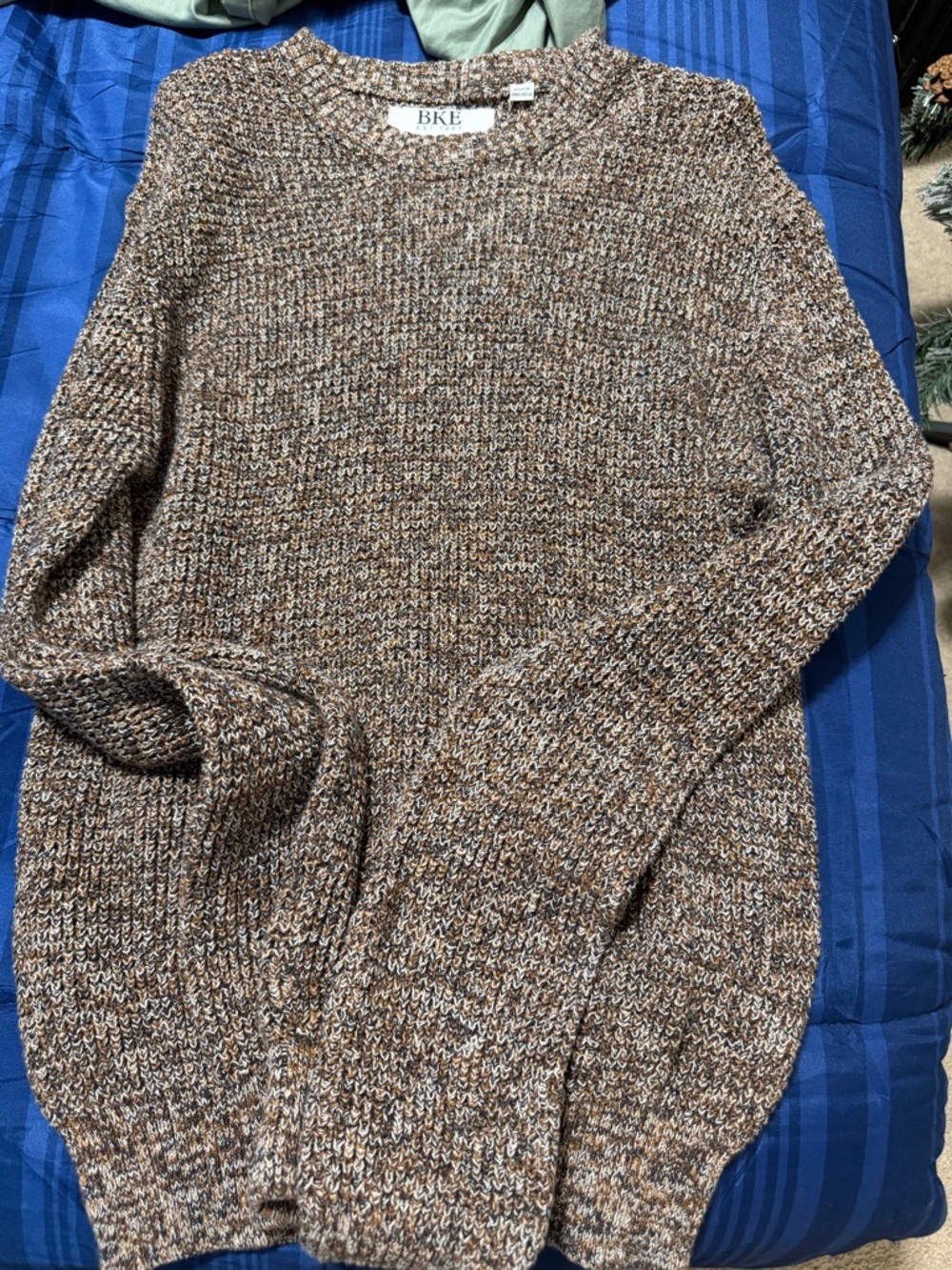 BKE Men's Brown Marled Crewneck Knit Sweater